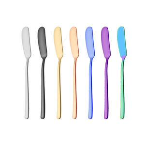 มีดเนยสแตนเลส Yt A028 304 สีพื้น สไตล์ตะวันตก สำหรับทาครีมชีส แยม มีดครัว สีเงิน สีทอง สีโรสโกลด์ - Product Image 1