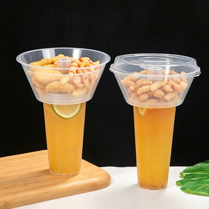Vaso Combinado 2 en 1 Viral <span class=keywords><strong>para</strong></span> Redes Sociales con Tazón Superior en Forma de Embudo, Vaso de Plástico Duro PP <span class=keywords><strong>para</strong></span> Comida Callejera y Boba - Product Image 5