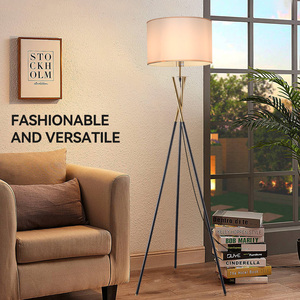 Lampadaire Tré<span class=keywords><strong>pied</strong></span> en Métal avec <span class=keywords><strong>Abat</strong></span>-<span class=keywords><strong>jour</strong></span> en Tissu, Culot E27, Interrupteur au <span class=keywords><strong>Pied</strong></span> pour Salon, Chambre, Bureau, Décoration Intérieure, Luminaire <span class=keywords><strong>sur</strong></span> <span class=keywords><strong>Pied</strong></span> - Product Image 5