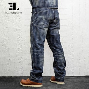 LARSUR Pantalon de menuisier en denim rayé indigo personnalisé en usine en détresse Délavé <span class=keywords><strong>Jean</strong></span> automobile Wabash Railway Railroad pour hommes - Product Image 5