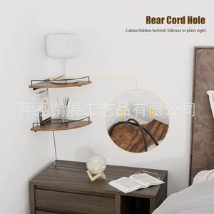 Iron Wood <b>Wall</b> <b>Mounted</b> Corner <b>Shelf</b> 2 Tier Durable Storage Rack For Kitchen Bathroom Home Use - Product Image 2