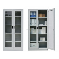 Archivador de Acero Resistente con Puerta de Vidrio, Gabinete Metálico de Almacenamiento para Oficina, con Cerradura, para Almacenamiento de Documentos, Venta al por Mayor para Fábricas