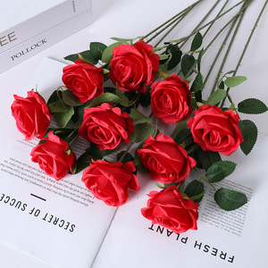 Rose artificielle réaliste en tissu de soie douce, fleur unique, <span class=keywords><strong>toucher</strong></span> <span class=keywords><strong>naturel</strong></span>, haute simulation, pour mariage, maison, Saint-Valentin - Product Image 1