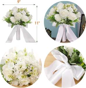 Décoration de mariage, bouquet de mariée en rose blanche artificielle de haute qualité, plantes artificielles, fleurs artificielles pour mariage - Product Image 3