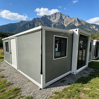 Maison conteneur extensible à double aile de 20 pieds, 2 chambres, 1 salon, bureau mobile, appartement commercial temporaire, résidence