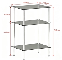 Table d'appoint en acrylique à 3 niveaux, gris, moderne et minimaliste, multi-niveaux, gain de place, livraison rapide, directement de l'usine