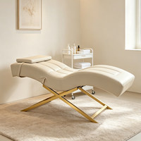 Moderne Luxus S-förmige PVC-Salon-Massageliege Multifunktionale Schönheitsliege mit Hochdichtem Schwamm Faltbar für Wimpern, Maniküre und Gesichtsbehandlungen