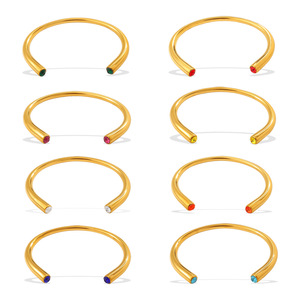 Brazalete Abierto de Aleación de Zinc con Gemas Multicolores Estilo Europeo Americano, Joyería de Fiesta para Mujer con Cristales y Diamantes de Imitación - Product Image 5