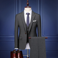 Setelan Blazer pria, setelan pria Prom pernikahan satu kancing, jas Blazer celana 3 potong, Slim Fit, kustomisasi grosir