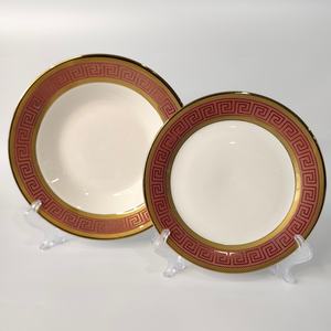 Élégant bol d'assiette en céramique à clé grecque plaqué or rétro pour banquet <span class=keywords><strong>chinois</strong></span> affichage à la maison - Product Image 1
