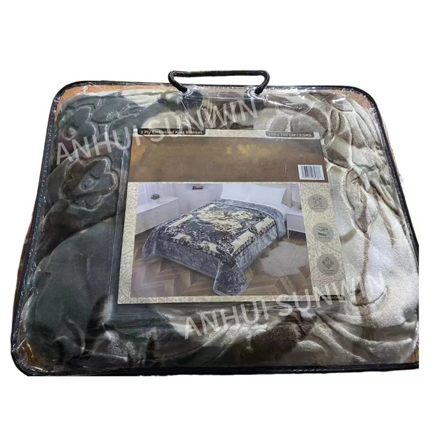 Wholesale Mink Double Bed Blankets High Quality Thick Blanket for Winter King Size 4kg 2 Ply A&B Printed Raschel Blanket