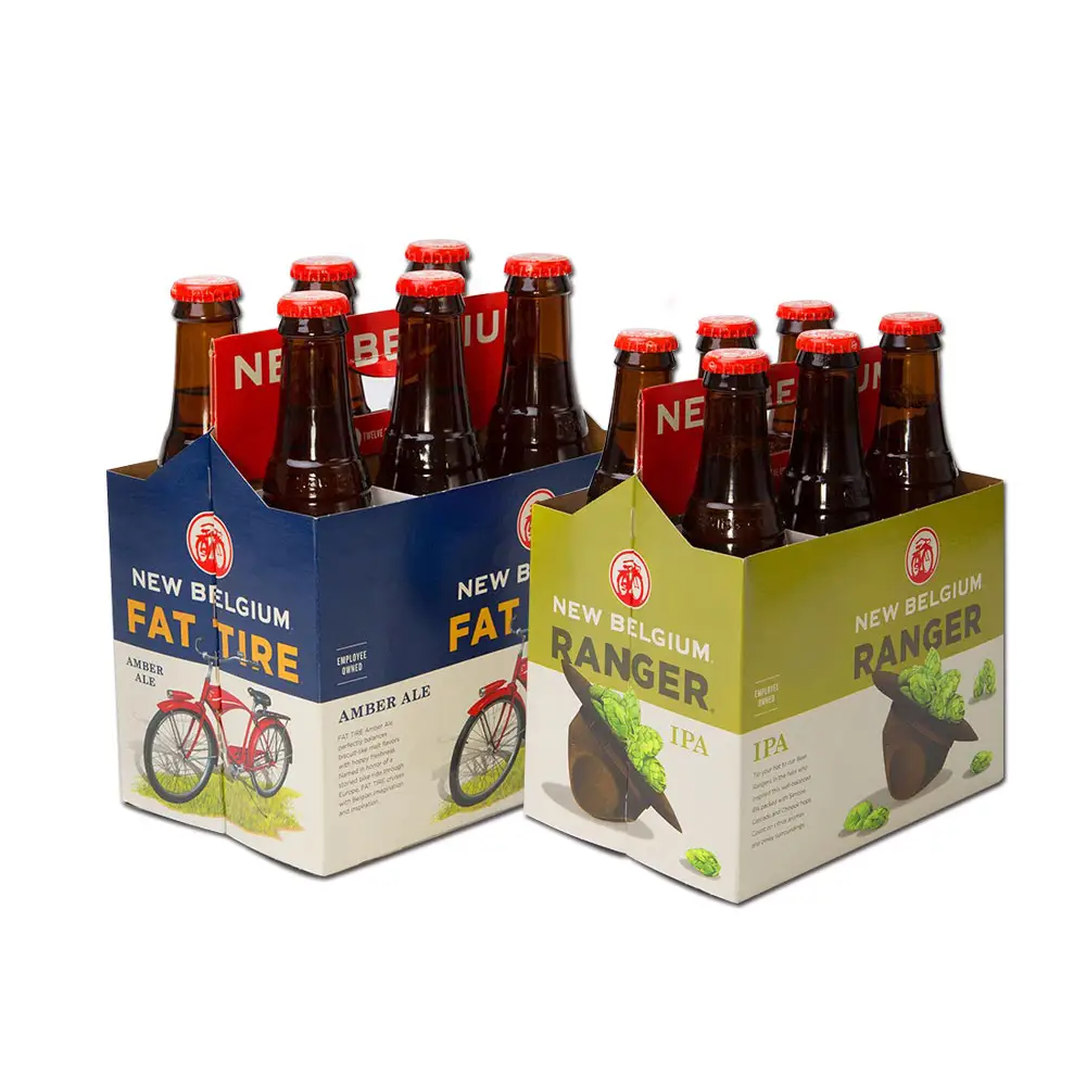 OEM Logo Corrugated Cardboard Paper Packaging 6 Pack Beer Bottle Carrier Holder For Drink