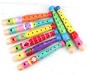 Couleurs motif en bois dessin animé flûte enfants enregistreur <span class=keywords><strong>6</strong></span> <span class=keywords><strong>trous</strong></span> piccolo jouer musique jouets flûte - Product Image 1