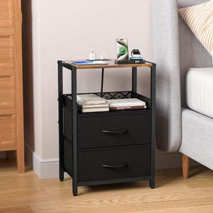 <span class=keywords><strong>Table</strong></span> de chevet et <span class=keywords><strong>table</strong></span> basse modernes personnalisées à double tiroir avec prises USB, panneau d'alimentation transfrontalier pour chambre à coucher - Product Image 5