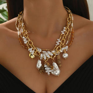 Collares de Perlas de Varias Capas de Moda Kaimei <span class=keywords><strong>2026</strong></span>, Collares de Cuentas Hechos a Mano con Concha de Coco, Collares con Colgante de Lujo Retro de Vidrio y Perlas - Product Image 5