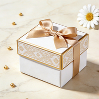 Caja de Regalo Rígida para 4 Bombones con Lazo, de Cartón, con Logotipo Personalizado, de Lujo, para Dulces, Chocolates Pequeños y Dátiles