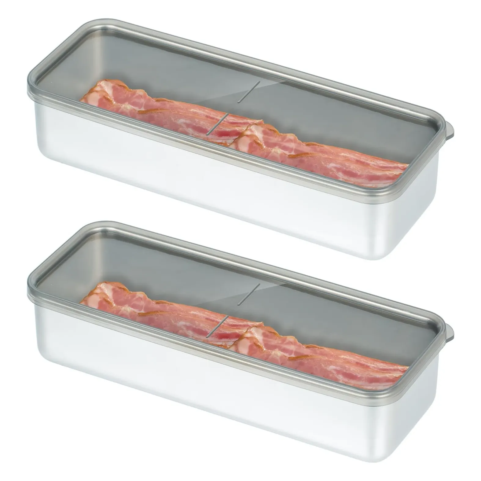 304 Stainless Steel Airtight Deli Meat Storage Bacon Keeper Long Storage Bacon Container for Fridge