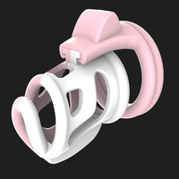 Anillo de Castidad Masculino con Orificio de Ventilación en Color Rosa Contrastante, Jaula para Pene, Anillo para Pene, Juguetes Sexuales con 4 Anillos para Pene, Juego para Adultos para Hombres