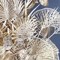 EG-G538 Vente en Gros, Fleurs Artificielles Dorées, Eucalyptus, Feuilles de Ginkgo pour Décoration Florale de Mariage