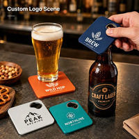 Décapsuleur carré personnalisé avec logo et support antidérapant en plastique pour la protection des boissons sur les tables de bar