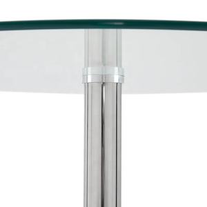 طاولة معدنية مطلية بالكهرباء من الكروم ، طاولة بارتفاع فضي مصقول ، أرجل زجاجية ، مدخل فندق تجاري - Product Image 4