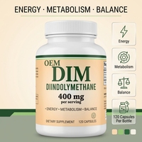 Capsules de DIM (Diindolylméthane) 400 mg, marque privée OEM, 120 unités, complément pour le métabolisme énergétique