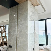 Dalles de marbre onyx glacé de qualité supérieure, taille découpée sur mesure, design personnalisé, pour salle de bain, évier de cuisine, meuble-lavabo, carrelage de fond de table, imperméable, écologique