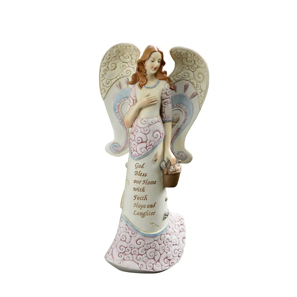 Pabrik Langsung Resin Kerajinan Memorial Guardian Angel dengan Sayap Polyresin Angel Patung dengan Pesan untuk Taman/Dekorasi Rumah