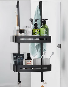 Mensola angolare da <span class=keywords><strong>doccia</strong></span> a 2 livelli in alluminio nero opaco, resistente, salvaspazio, antiruggine, in acciaio inossidabile, per <span class=keywords><strong>shampoo</strong></span> e accessori bagno - Product Image 5