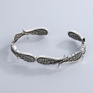 2023 New Trend Vintage Copper <strong>Silver</strong> Plated <strong>Bangle</strong> Jewelry Accessories Hot Selling Bronze Angel Wings Open <strong>Bracelet</strong>&amp;<strong>Bangle</strong> - Product Image 6