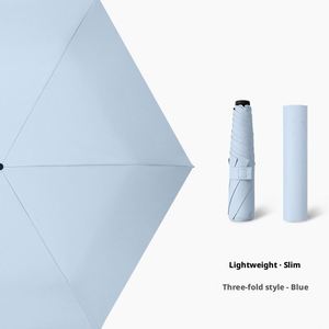 Parapluie portable ultra-léger manuel pliable en 3 sections, coupe-vent, résistant aux UV, design moderne, mini parapluie 6 baleines, diamètre ouvert 90 cm, verre - Product Image 1