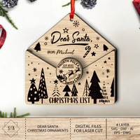 Ornements suspendus en bois pour arbre de Noël, design enveloppe du Père Noël, décorations artisanales pour cadeaux de fêtes
