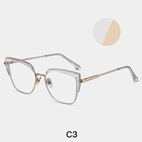 À la mode de couleur mixte femmes oeil de chat pleine jante lunettes cadre plat miroir Anti-lumière bleue lunettes cadres visage forme toute la chine