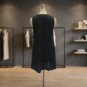 V Neck Sleeveless <b>Rayon</b> Mini <b>Dress</b> with Side Pockets Loose Fit Casual Solid Color Breathable <b>Dress</b> - Product Image 3