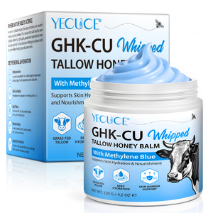 YECUCE 120g GHK-Cu Bálsamo de Sebo Batido con Miel, <span class=keywords><strong>Crema</strong></span> Renovadora de Piel con Sebo de Animales Alimentados con Pasto para Rostro <span class=keywords><strong>y</strong></span> <span class=keywords><strong>Cuerpo</strong></span>, <span class=keywords><strong>Crema</strong></span> <span class=keywords><strong>Hidratante</strong></span> Antienvejecimiento - Product Image 1