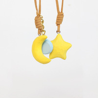 Pendentif sculpté en bois massif, motif étoile et lune, pour voiture, cadeau créatif fait main, personnalisable, pour le marché international