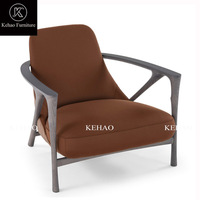 Chaise longue moderne du milieu du siècle en bois massif noir en similicuir Fauteuil rembourré au design scandinave
