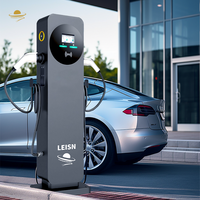 Station de recharge pour véhicules électriques LEISHENG, nouveau type 1/type 2/GB/T, avec prise AC, double pistolet RFID, 14 kW-44 kW, écran tactile 5 pouces