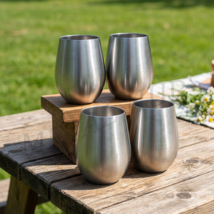 Trendy Silver Wine Tumbler With Splash Proof Lid And Easy Grip Ideal For Travel And <b>Special</b> Occasions India - Product Image 1