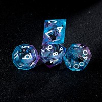 Magnifique jeu de dés polyédriques en résine transparente et sanglante personnalisé de 7 pièces, à bords tranchants, pour D&D RPG