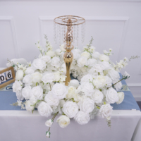 DKB Fournitures de décoration de mariage, arrangement floral artificiel en soie blanc et rose, boule de fleurs pour table, centre de table