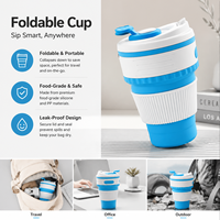 LVYIN Tasse de voyage pliable et réutilisable 350 ml, sans BPA, écologique, moderne, unisexe, avec couvercle, pour camping – Meilleure vente