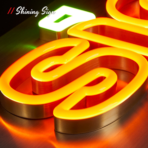 Personalización popular 3D 180 grados acrílico neón Acero inoxidable letrero iluminado frontal moda publicidad Logo letras sin MOQ - Product Image 1