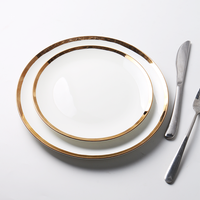 Service de table de luxe 16 pièces en porcelaine fine blanche, vaisselle ronde en céramique pour mariages