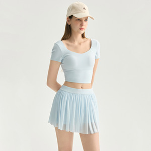 Nouvel ensemble de yoga et pilates 2025 en dentelle, style Y2K, tenue élégante pour le tennis et le golf, avec soutien-gorge intégré et jupe de tennis, idéal pour le pickleball - Product Image 3
