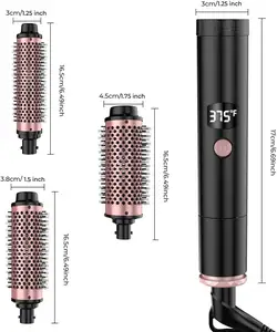 3 In 1 Removable Thermal Curling Brush Volumizing Curling Iron Heated Round Curls Brush Ceramic Tourmaline Ionic Curler Comb