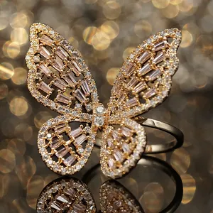 Женские кольца с полыми бабочками с цирконом на указательный палец, легкие Роскошные хипстерские женские Кольца На заказ