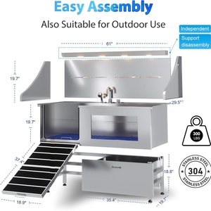 Baignoire <span class=keywords><strong>de</strong></span> toilettage pour grands chiens PetFit avec tiroir, éclairage et <span class=keywords><strong>rampe</strong></span> pour salon <span class=keywords><strong>de</strong></span> toilettage pour animaux, station <span class=keywords><strong>de</strong></span> lavage pour chiens en acier inoxydable <span class=keywords><strong>de</strong></span> qualité supérieure - Product Image 3