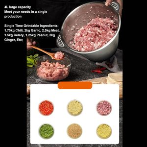 Procesador de Alimentos Multifuncional para Cocina, Picadora de Carne Manual/Eléctrica de 2L/3L, Picadora de Verduras y Carne de Acero Inoxidable para Uso en Autocaravanas - Product Image 4