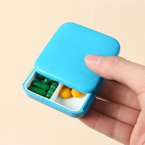 Wholesale Square Medicine <b>Case</b> Slide PP Plastic Portable 2-Compartment Weekly <b>Pill</b> Box for <b>Pills</b>, Vitamins, Travel-Friendly - Product Image 4